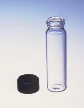 DWK Life Sciences (Kimble) Clear Vials with Black Phenolic Caps and Rubber Liners, 33 Expansion Glass
