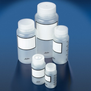 Globe Scientific Wide-Mouth Graduated Bottles with Write-On Panel