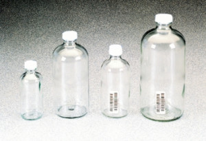 Boston Round Narrow-Mouth Clear Glass Bottles with Closure